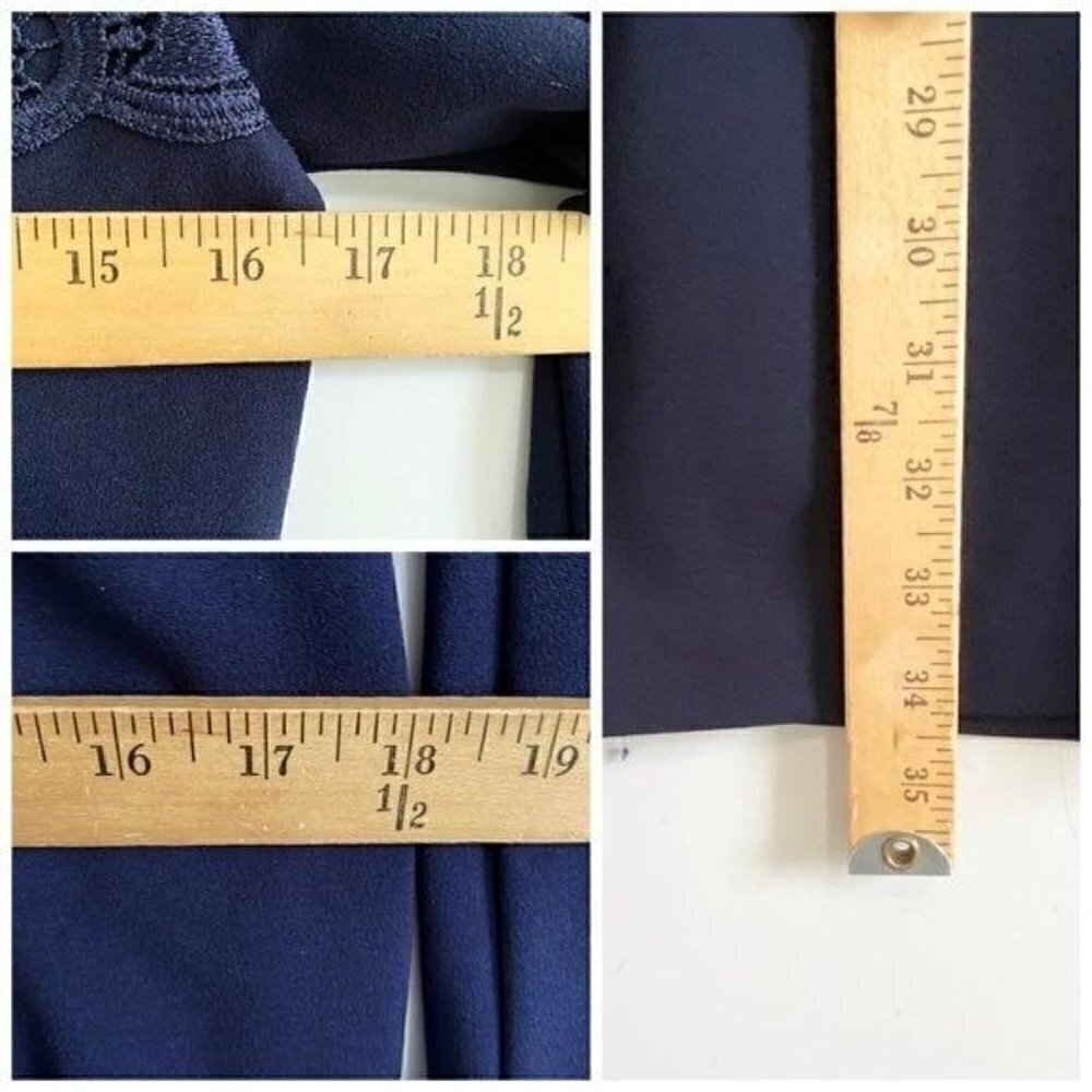 Lauren Ralph Lauren Lace Yoke Navy dress,  Size 2 - Picture 11 of 11